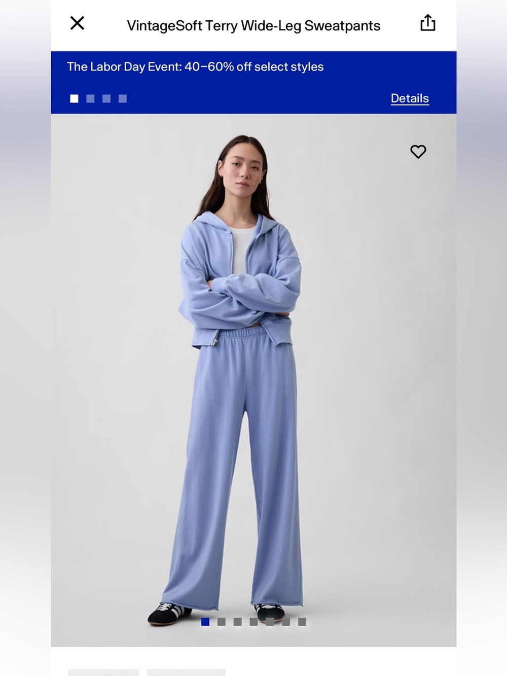 Gap VintageSoft Terry Raglan Sweatpants in Blue size S LIKE NEW